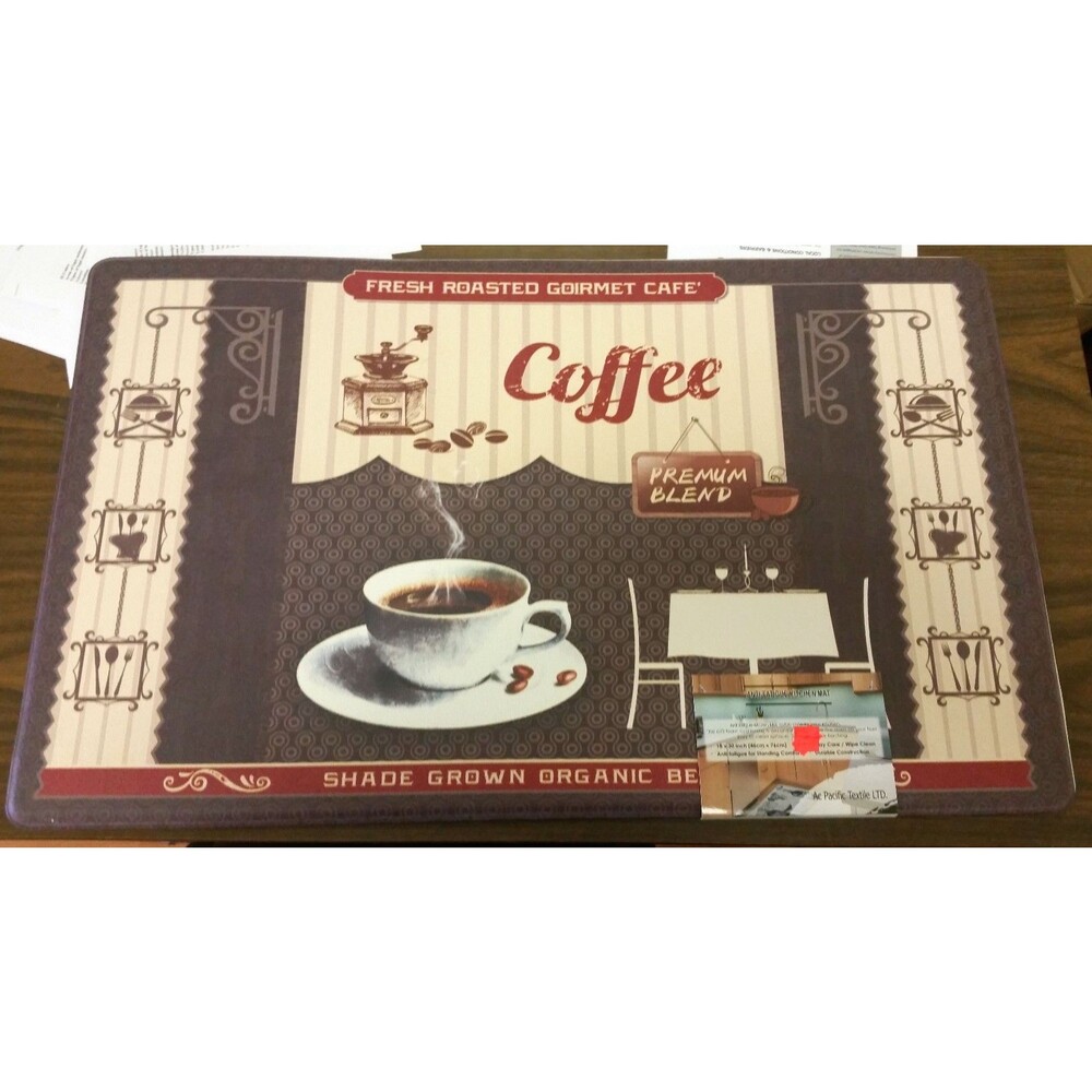 PVC ANTI-FATIGUE NON SLIP FLOOR MAT (18" x 30") COFFEE CAPPUCCINO CUP by ACP